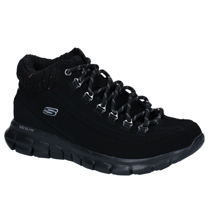 Skechers Synergy Winter Nights Zwarte Wandelschoenen in kunstleer (295604)