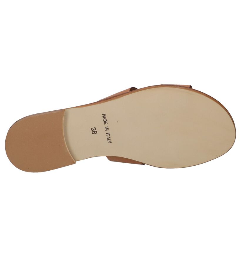 Hampton Bays Nu-pieds plates en Cognac en cuir (209710)