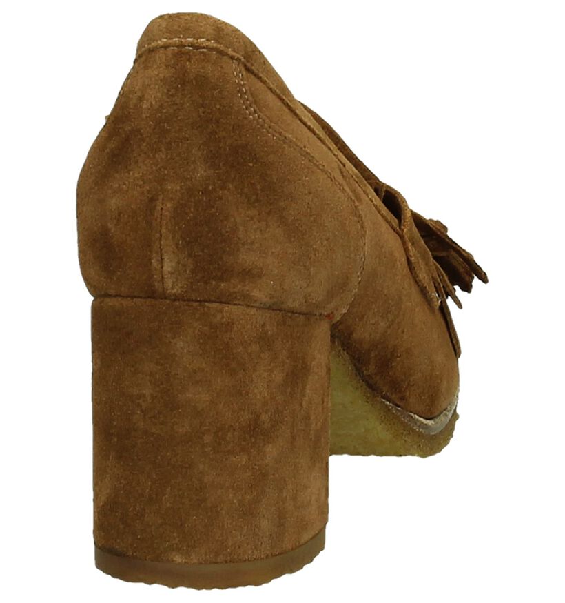 Pedro Miralles Cognac Pumps met Franjes in daim (185590)
