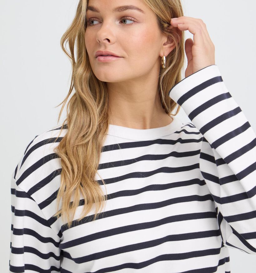 Fransa Bree Witte/Blauw T-shirt voor dames (377900)