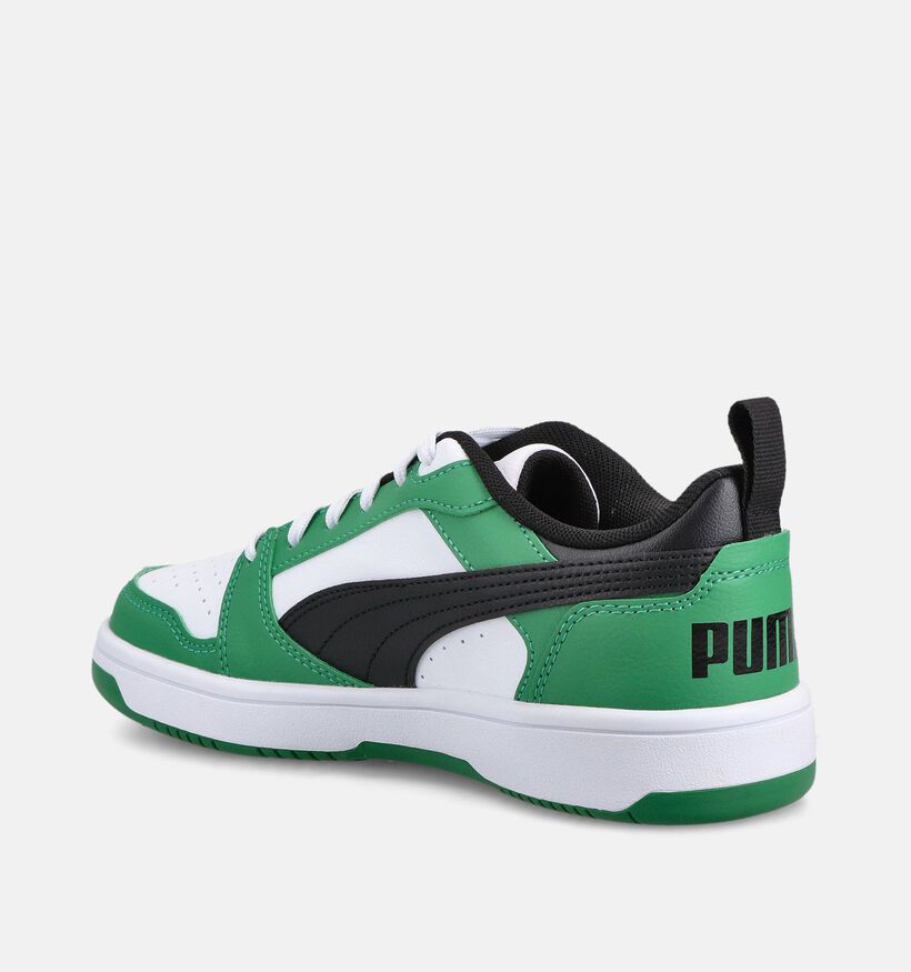 Puma Rebound Baskets basses en Vert pour filles, gar&ccedil;ons (366634) - pour semelles orthop&eacute;diques