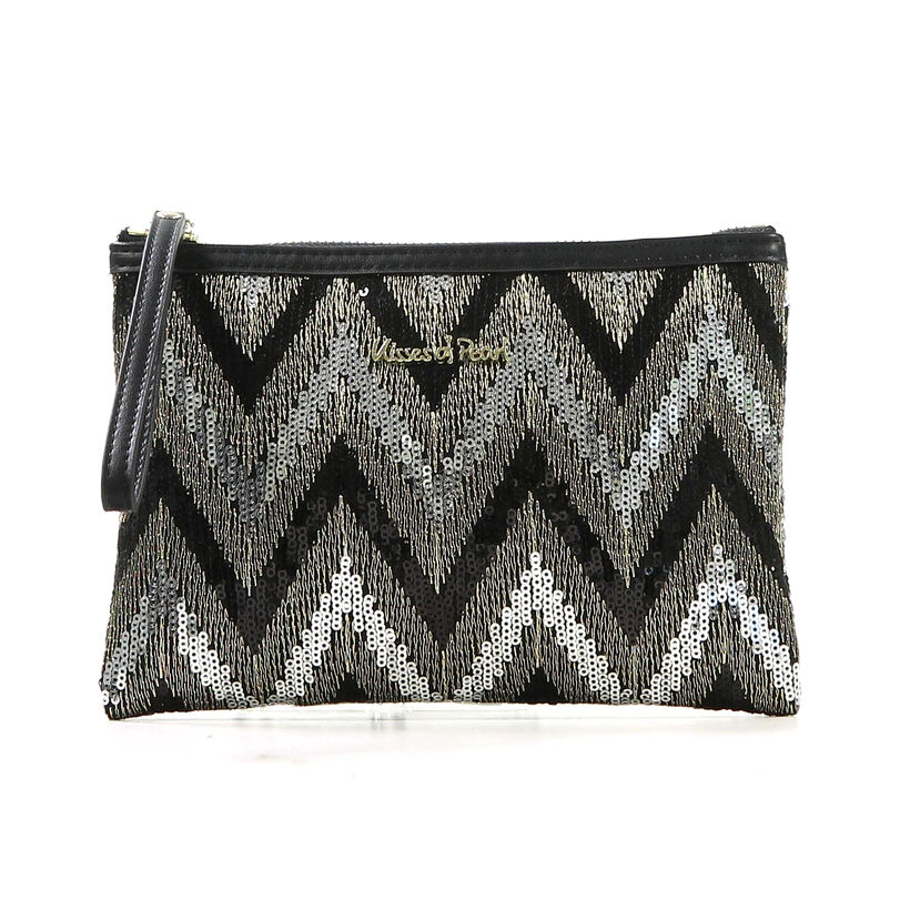 Zwarte Kisses of Pearl Clutch in kunstleer (207428)