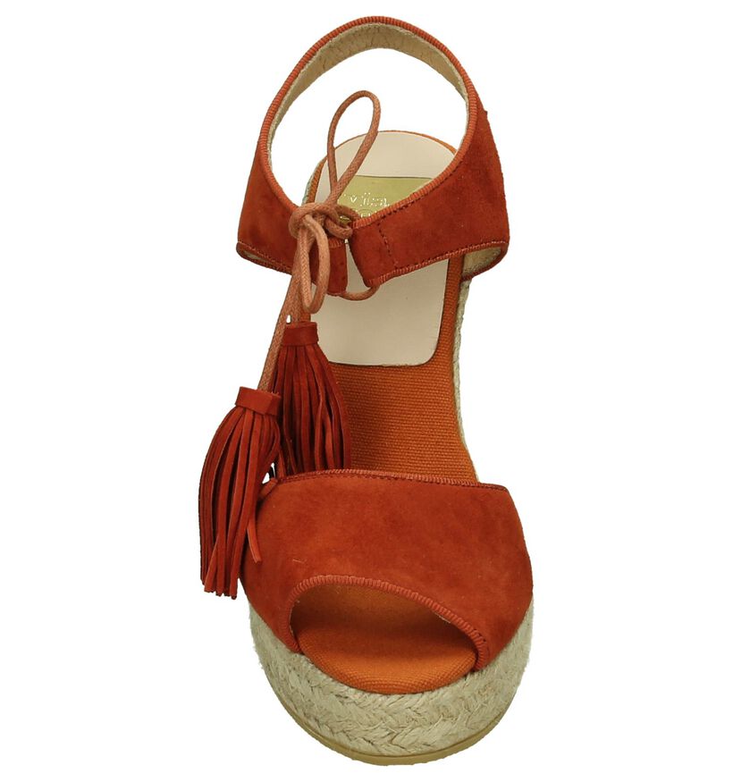 Sandalen met Sleehak Oranje Via Roma met Flosjes, , pdp