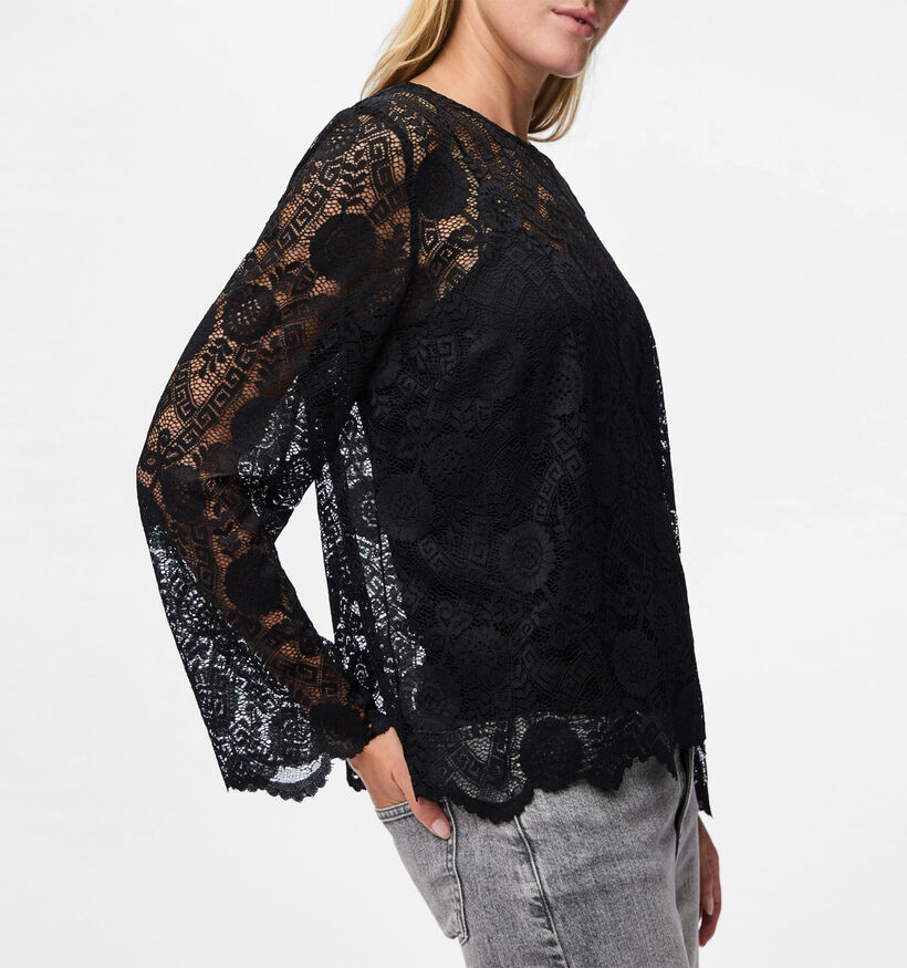 Pieces Olline Lace Zwarte Blouse voor dames (361160)