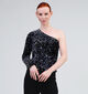 Pieces Kam Zwarte One shoulder trui voor dames (348357)