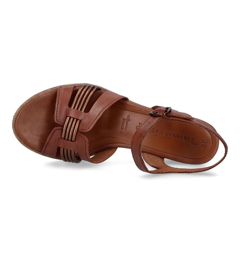 Tamaris Sandales avec talon compensé en Cognac pour femmes (322301)