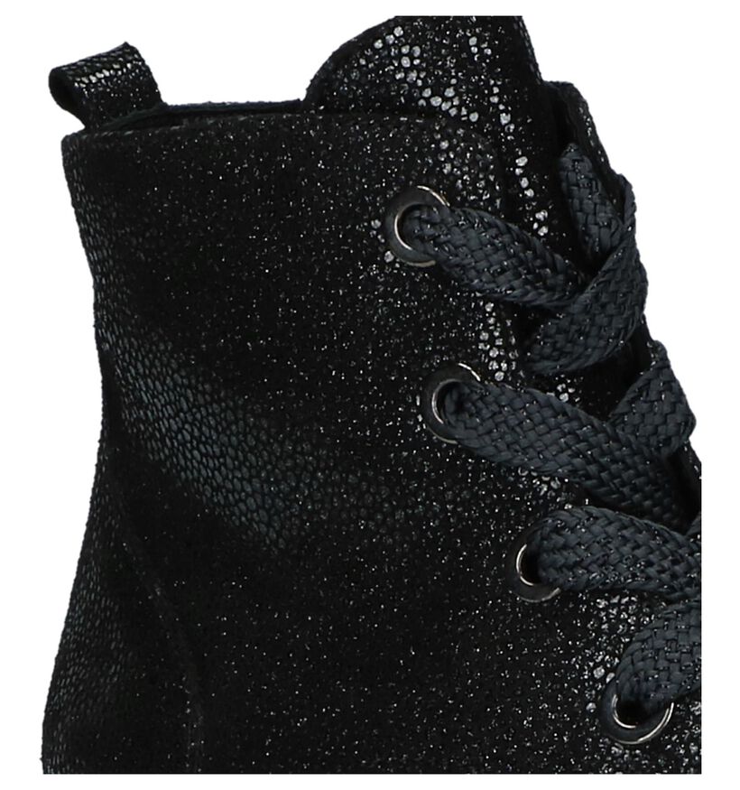 Zwarte Boots met Glitters Softwaves in daim (233076)