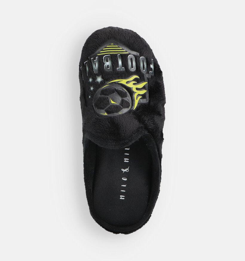 Milo & Mila Football Pantoufles en Noir/Vert pour filles, gar&ccedil;ons (381144)