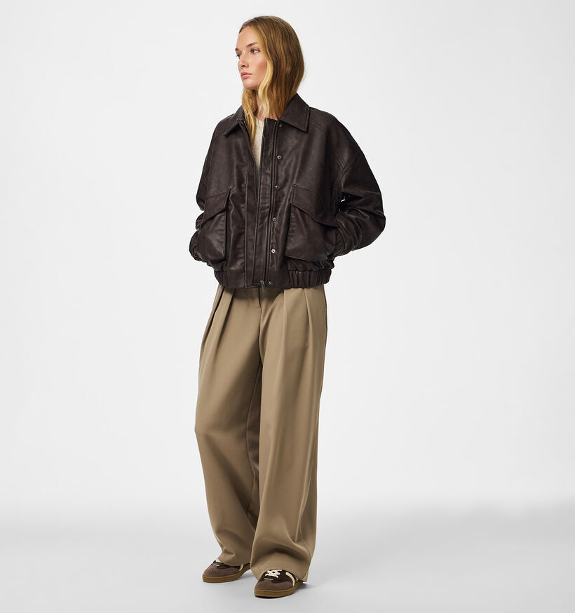 Pieces Ariana Bomber Jacket Donkerbruine Jas voor dames (379334)