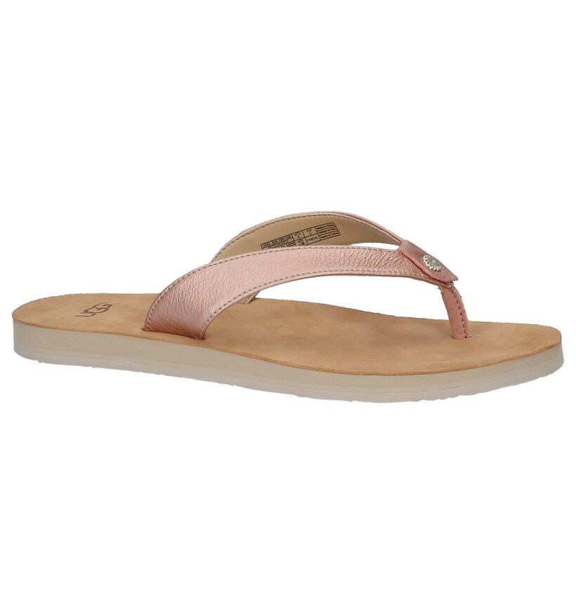 UGG Tongs en Or rose en cuir (210296)