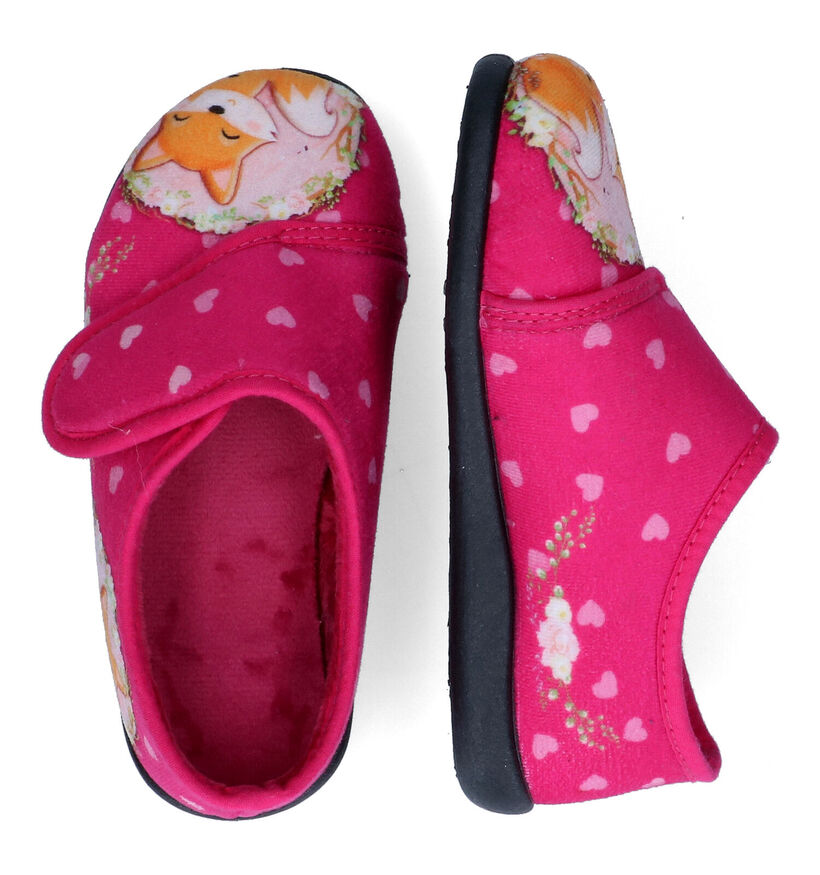 Milo & Mila Pantoufles fermées en Rose fuchsia en textile (317203)