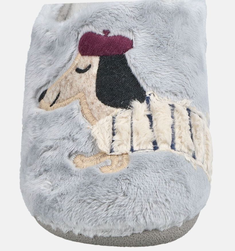 Milo & Mila Beret Dog Pantoufles en Gris pour filles (381129) - pour semelles orthop&eacute;diques
