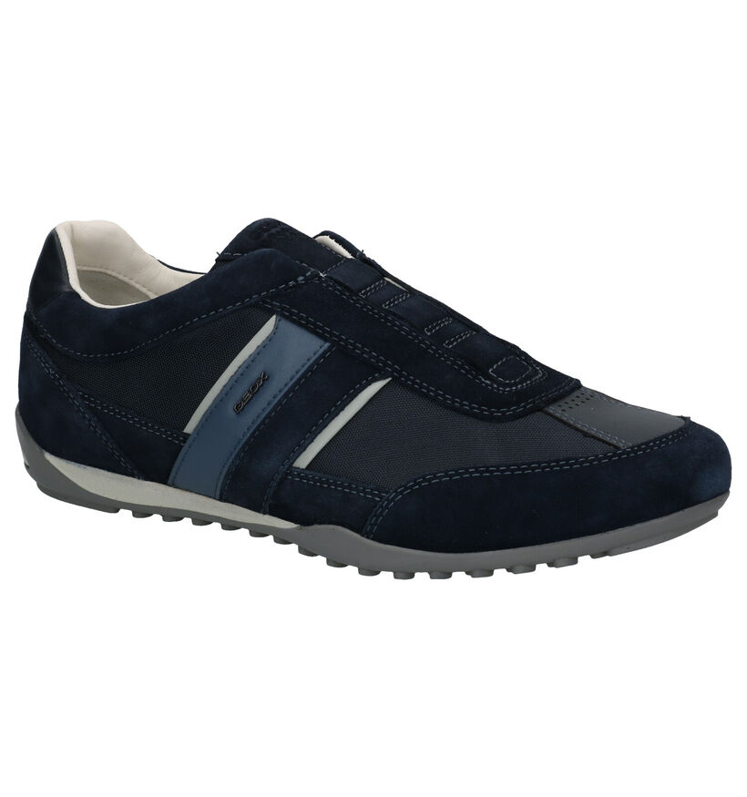 Geox Wells Blauwe Instappers in leer (285531)
