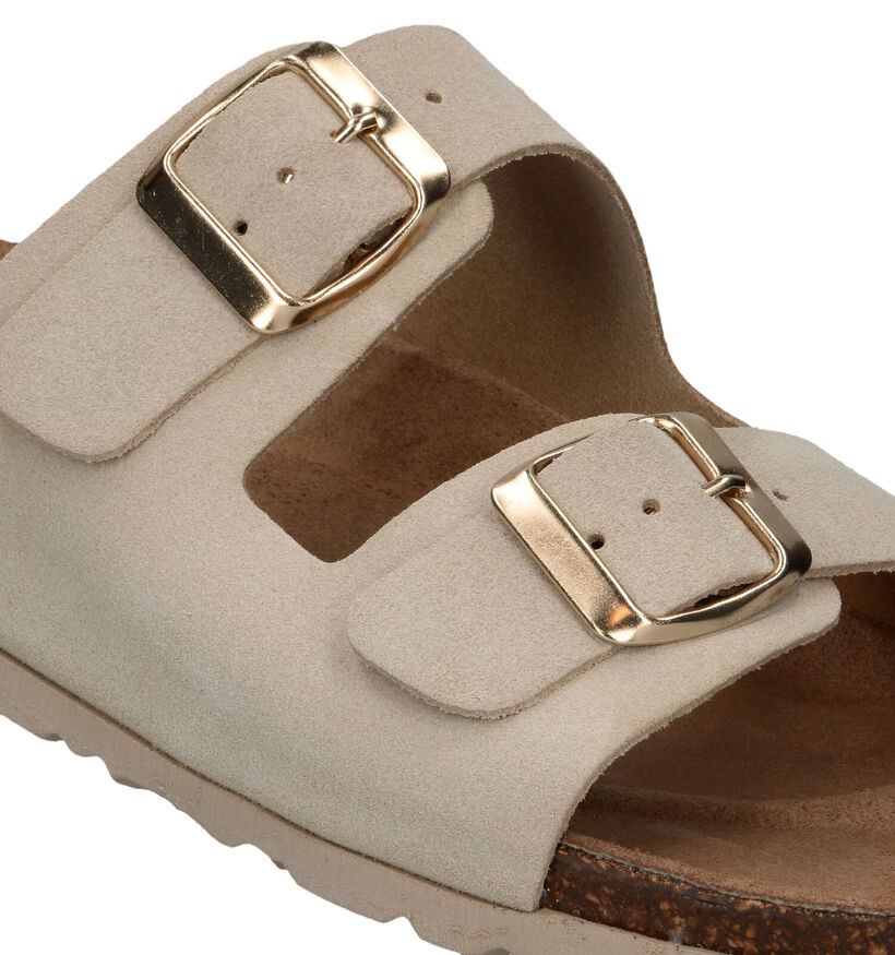 Signatur Blauwe Slippers in daim (335815)