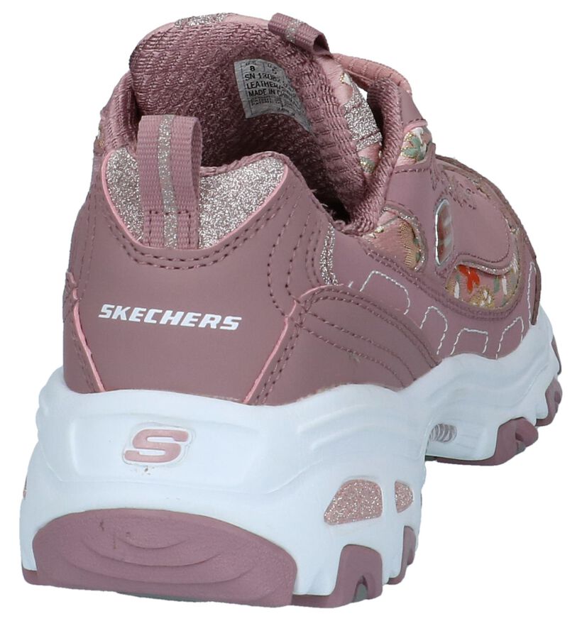Skechers D'Lites Donkerroze Sneakers in leer (224274)
