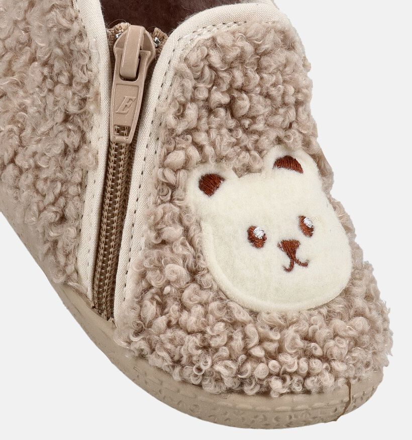 Milo & Mila Xadage Beige Babypantoffels voor meisjes, jongens (381101) - geschikt voor steunzolen