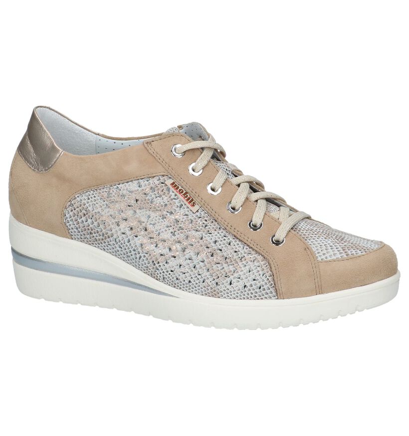 Taupe Comfortabele Veterschoenen Mobils by Mephisto, , pdp