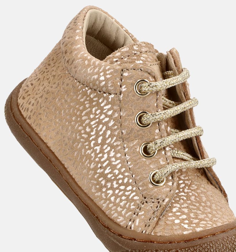Naturino Cocoon Zip Suede Boots &agrave; lacets en Beige/Or pour filles (380147) - pour semelles orthop&eacute;diques