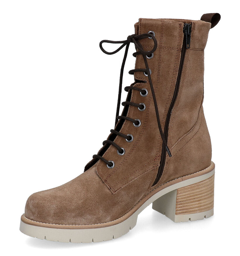 Signatur Bottines à lacets en Taupe pour femmes (300211)