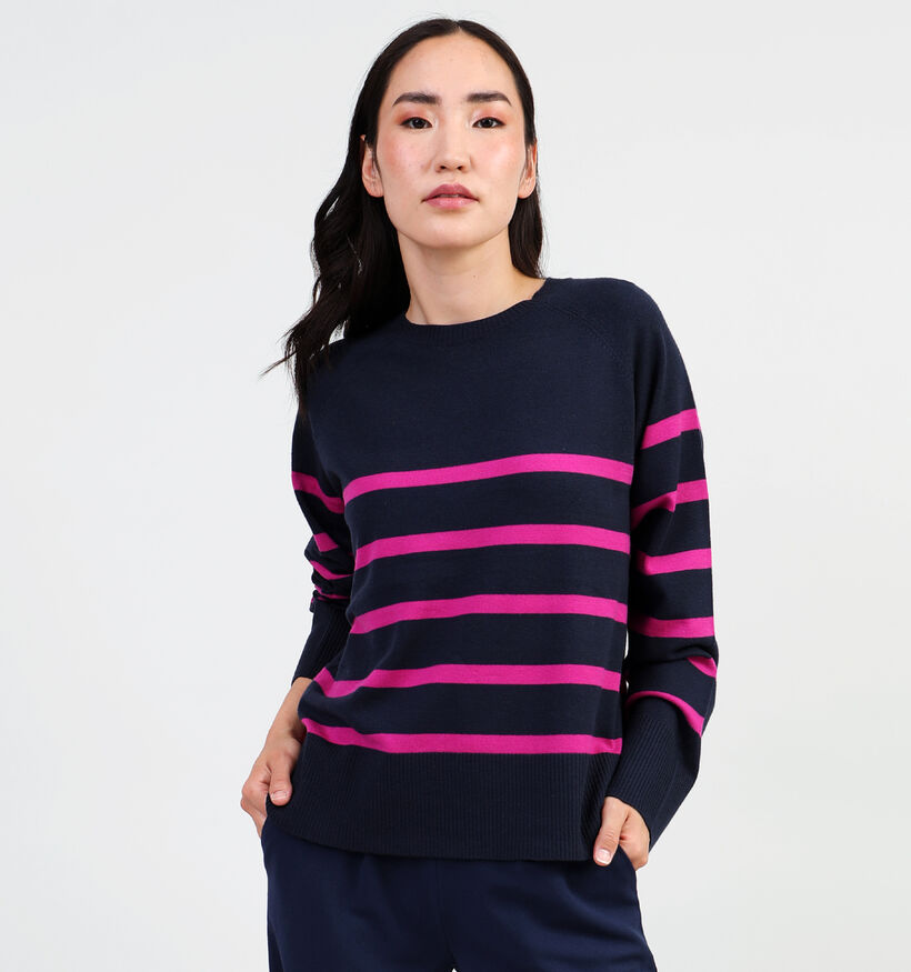 Pieces Sia Blauwe Gestreepte trui voor dames (344983)