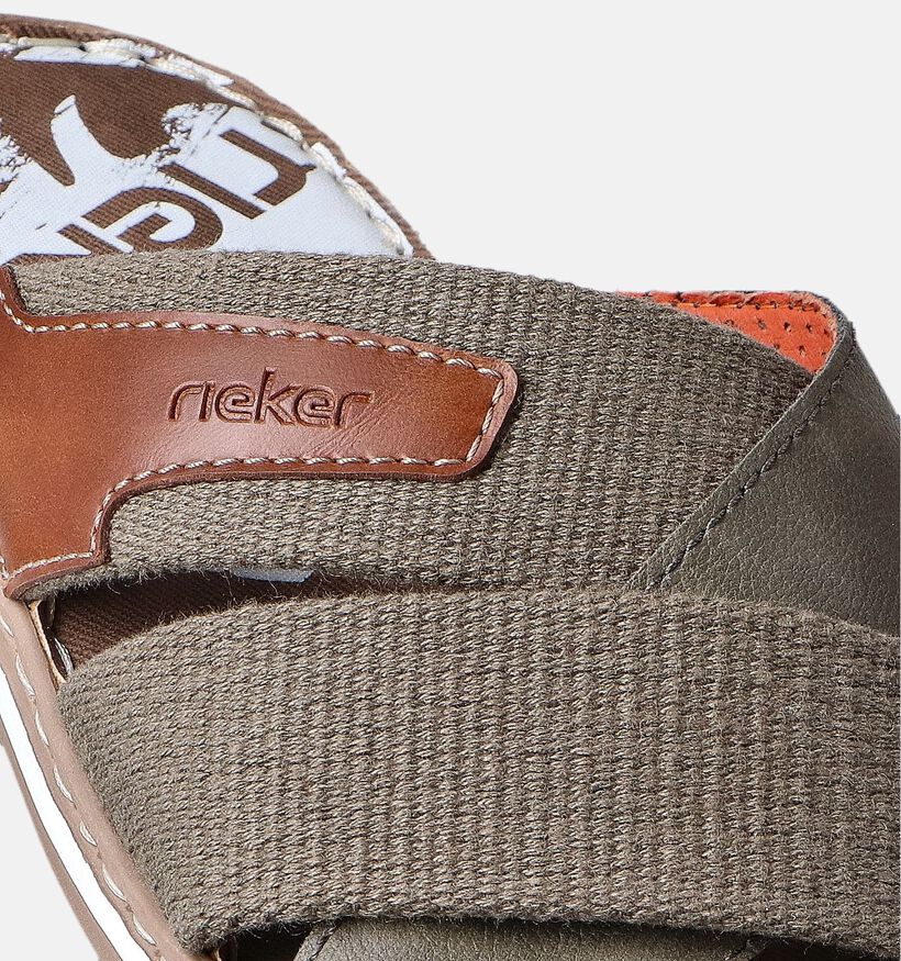 Rieker Nu-pieds casual en Vert kaki pour hommes (354819)