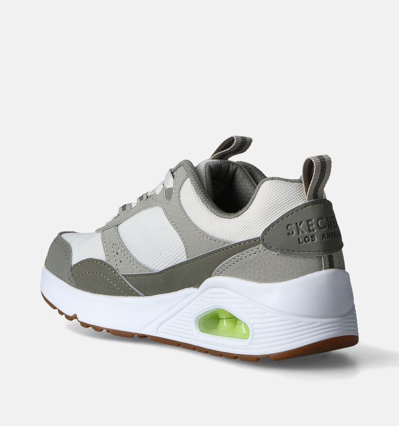 Skechers Uno Retro Groove Baskets en Vert Khaki pour filles, garçons (352328)