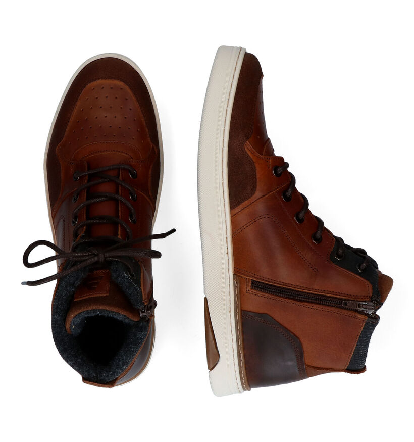Bullboxer Cognac Hoge Sneakers voor heren (311777) - geschikt voor steunzolen