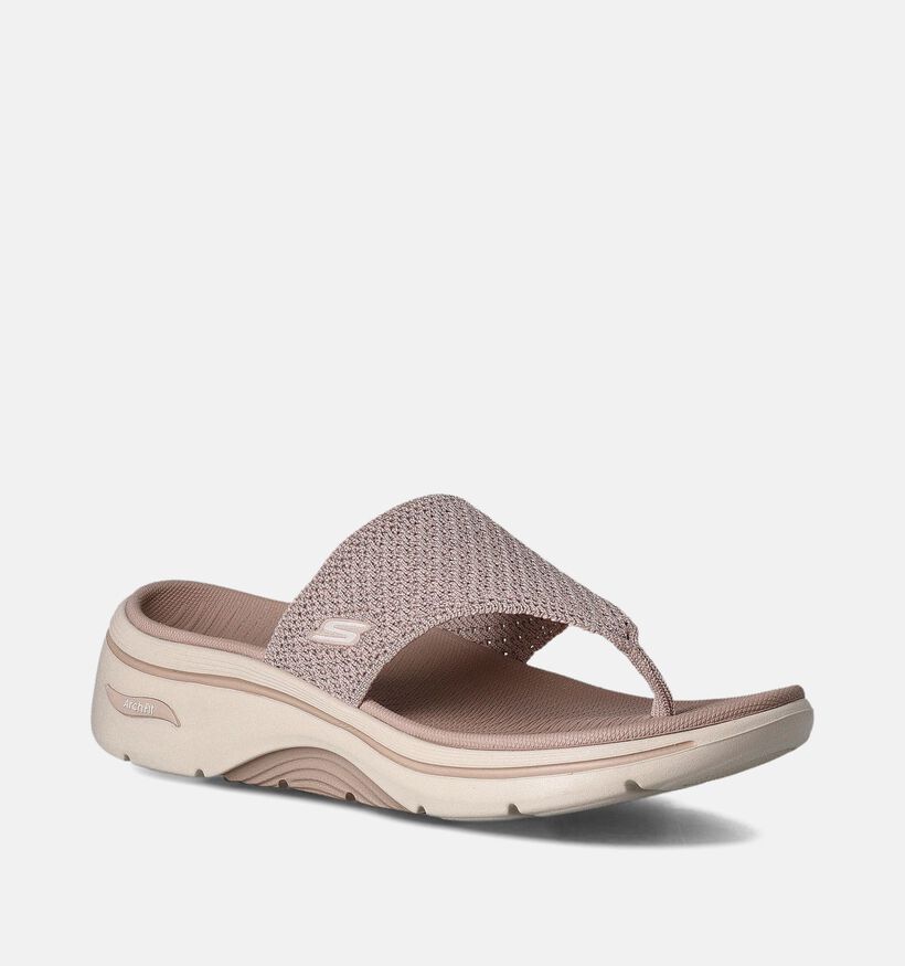 Skechers Go Walk Arch Fit 2.0 Taupe Teenslippers voor dames (355513)
