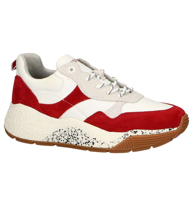 Wit/Rode Sneakers Esprit in daim (256927)