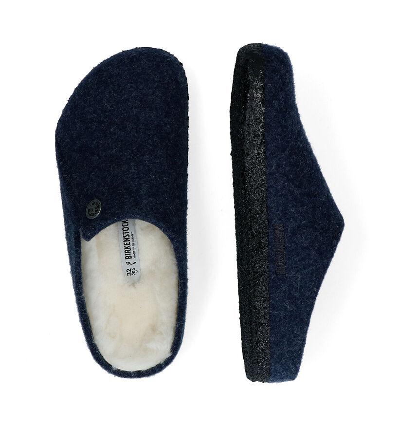 Birkenstock Zermatt Rivet Pantoufles en Bleu en laine (297719)