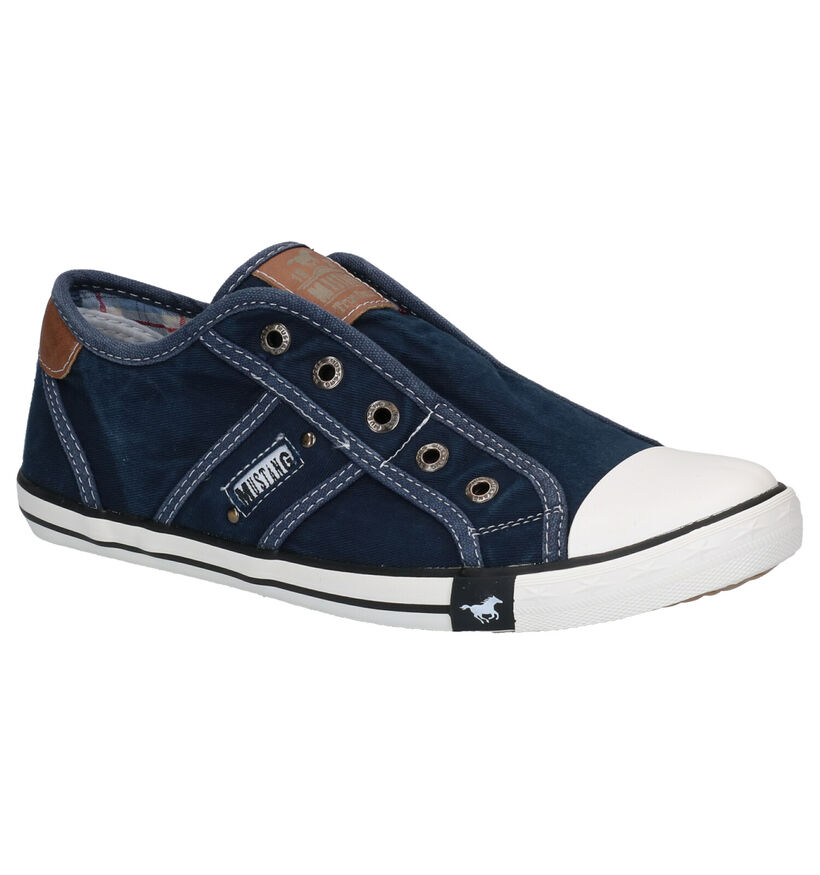 Mustang Blauwe Slip on Sneakers in stof (303683)