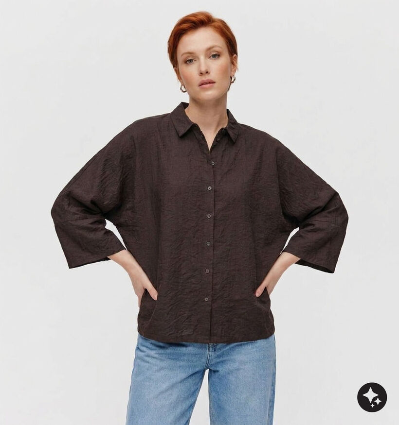 Vila Sara Back Detail Chemise en Marron fonc&eacute; pour femmes (379770)