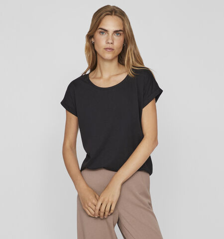 Vila T-shirts Noir/Bordeaux