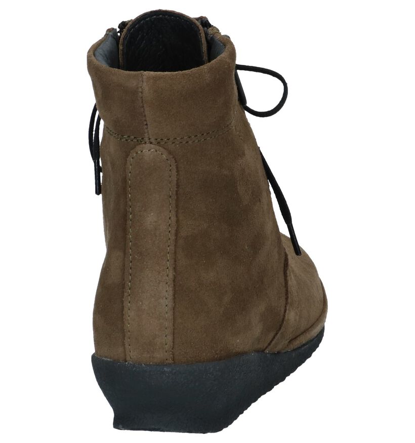 Kaki Bottines met Sleehak Wolky Bakersfield in daim (231813)