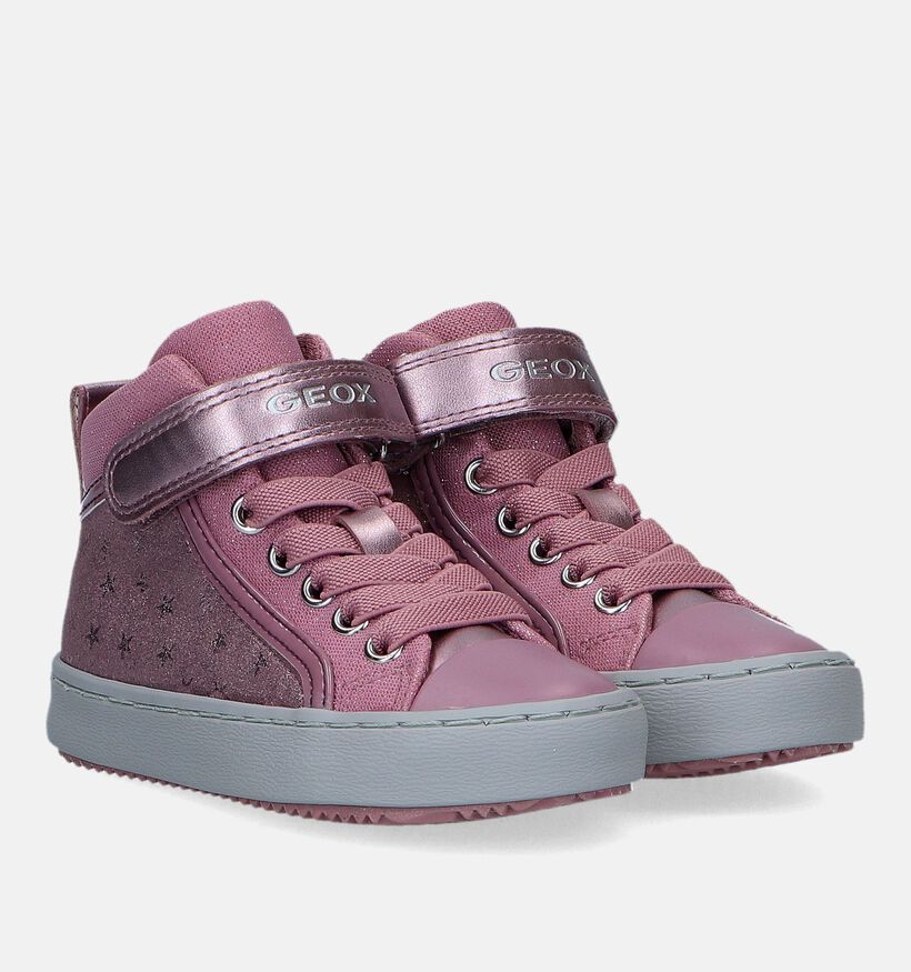 Geox Kalispera Baskets montantes en Rose pour filles (330136) - pour semelles orthopédiques