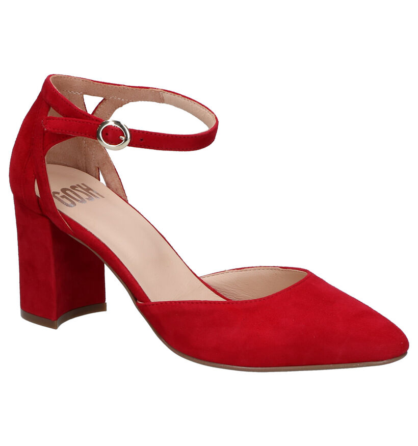 Gosh Escarpins à bride en Rouge foncé en nubuck (266127)