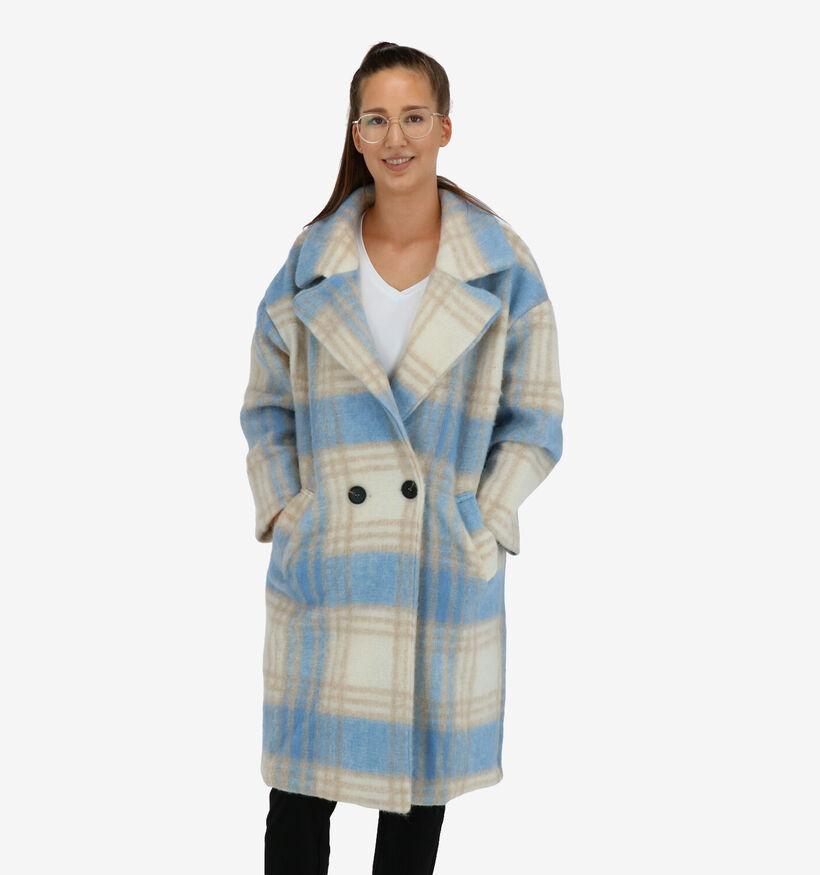 Garçonne Manteau en Bleu/Beige (279074)