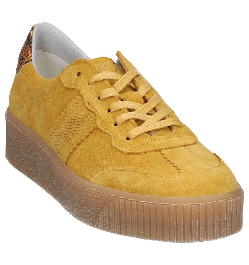 Donkergele Veterschoenen Tamaris in daim (253054)