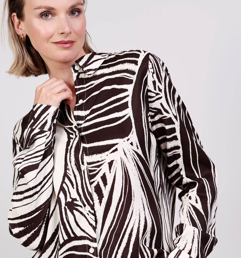 Guess Wild Escape Donkerbruin/Lichtbeige Hemd voor dames (370358)