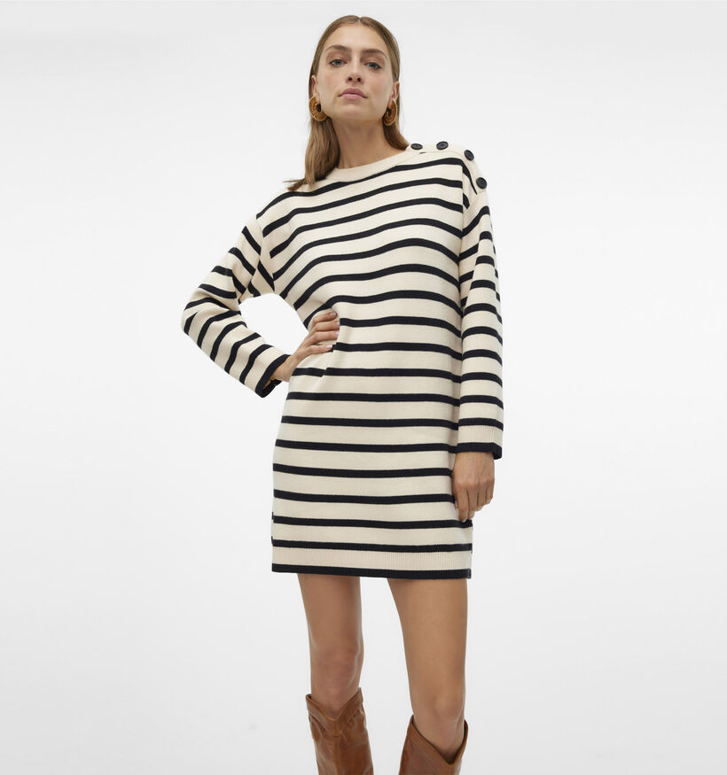 Vero Moda Saba Witte/Zwarte Jurk met Strepenprint voor dames (361188)