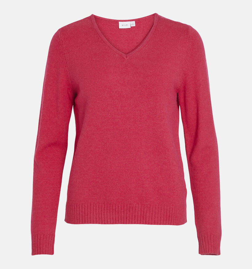 Vila Ril Pull avec col en V en Fuchsia pour femmes (345343)