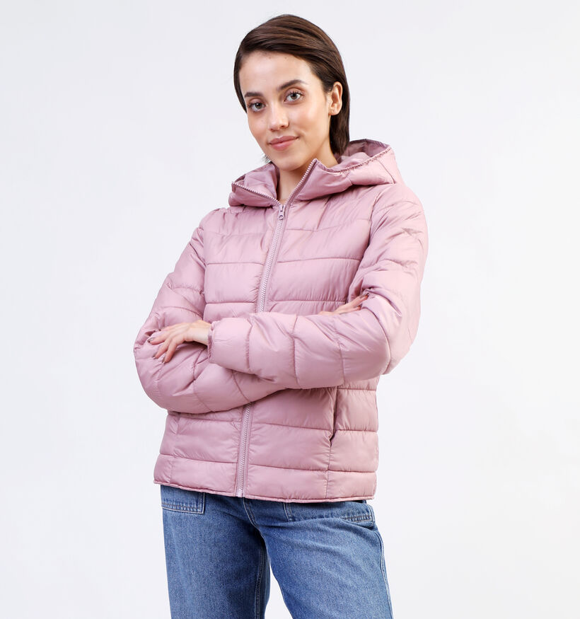 Pieces Birdie Manteau puffer en Rose pour femmes (332854)