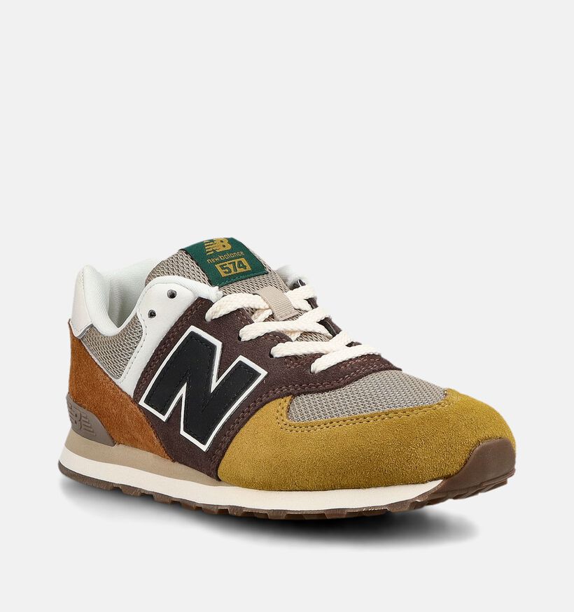 New Balance 574 Bruine/Multi Sneakers voor jongens (377316) - geschikt voor steunzolen