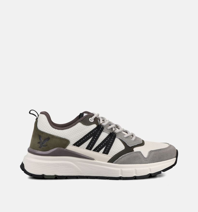 Lyle & Scott Callum Baskets basses en Ecru/Gris pour hommes (369046) - pour semelles orthop&eacute;diques