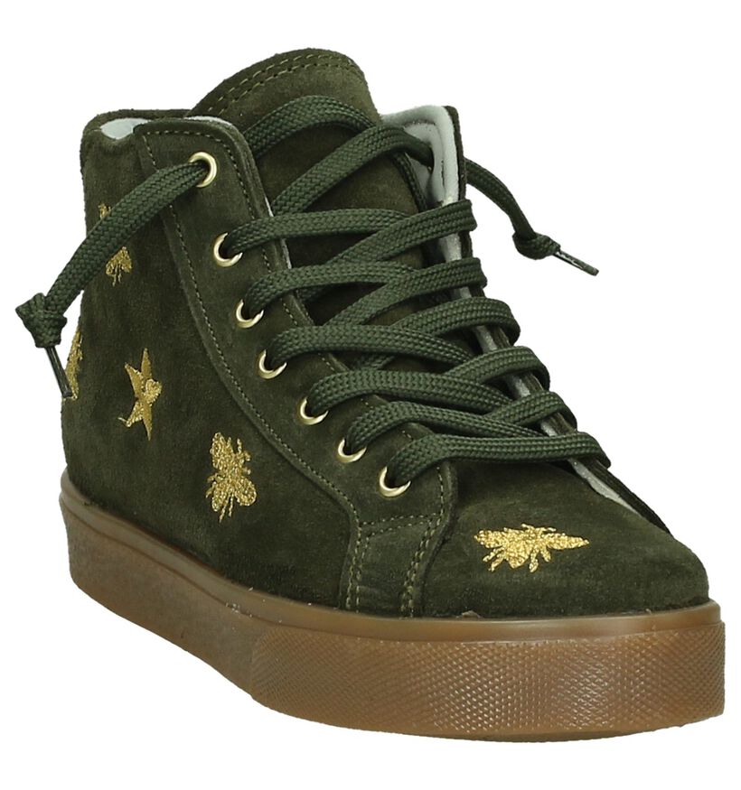 Hoge Kaki Sneakers Dazzle in stof (205529)