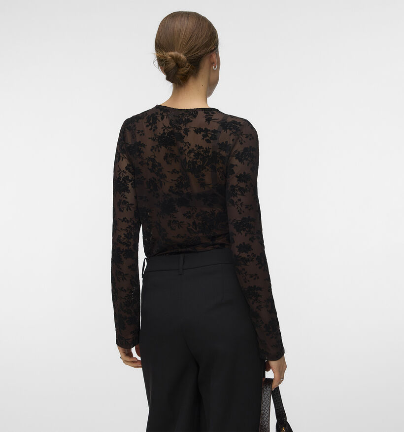 Vero Moda Flora Donkerbruine Mesh Top voor dames (381930)