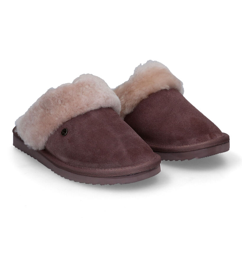 Warmbat Flurry Cognac Wollen Pantoffels voor dames (329908)