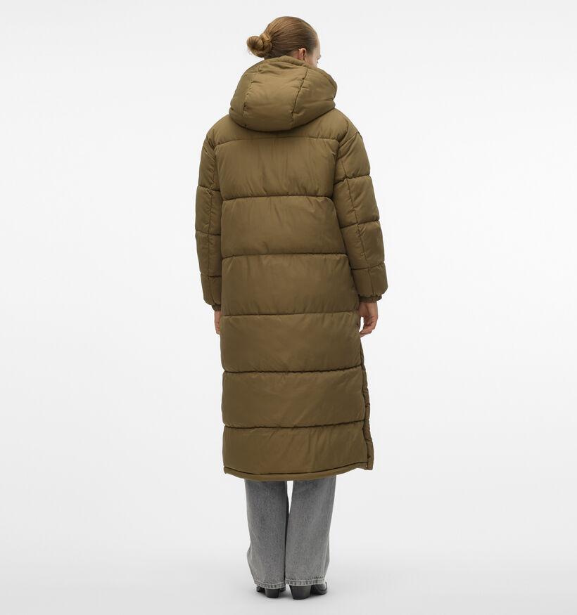 Vero Moda Klea Kaki Lange puffer jas voor dames (344052)