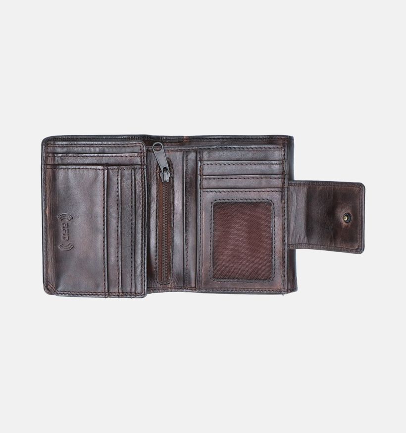 Bear Design Porte-monnaie &agrave; rabat en Brun fonce pour femmes (382101)