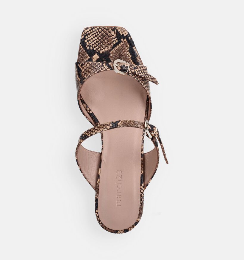 March23 Dani Python Bruine Slippers op hak voor dames (372164)